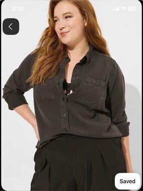 NWT TORRID black Chambray two pocket button down shirt Sz 4X